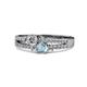 1 - Zaira Diamond and Aquamarine with Side Diamonds Split Shank Ring 