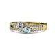 1 - Zaira Diamond and Aquamarine with Side Diamonds Split Shank Ring 