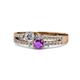 1 - Zaira Diamond and Amethyst with Side Diamonds Split Shank Ring 