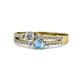 1 - Zaira Diamond and Blue Topaz with Side Diamonds Split Shank Ring 