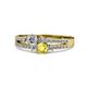 1 - Zaira Diamond and Yellow Sapphire with Side Diamonds Split Shank Ring 