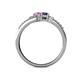 5 - Zaira Pink and Blue Sapphire with Side Diamonds Split Shank Ring 