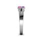 4 - Zaira Pink Sapphire and Amethyst with Side Diamonds Split Shank Ring 