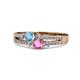 1 - Zaira Blue Topaz and Pink Sapphire with Side Diamonds Split Shank Ring 