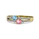 1 - Zaira Blue Topaz and Pink Tourmaline with Side Diamonds Split Shank Ring 