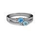 2 - Zaira Blue Topaz and Aquamarine with Side Diamonds Split Shank Ring 