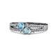 1 - Zaira Blue Topaz and Aquamarine with Side Diamonds Split Shank Ring 