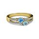 2 - Zaira Blue Topaz and Aquamarine with Side Diamonds Split Shank Ring 