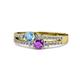 1 - Zaira Blue Topaz and Amethyst with Side Diamonds Split Shank Ring 