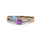 1 - Zaira Blue Topaz and Amethyst with Side Diamonds Split Shank Ring 