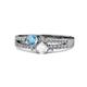 1 - Zaira Blue Topaz and White Sapphire with Side Diamonds Split Shank Ring 