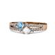 1 - Zaira Blue Topaz and White Sapphire with Side Diamonds Split Shank Ring 