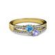 2 - Zaira Blue Topaz and Tanzanite with Side Diamonds Split Shank Ring 