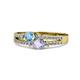 1 - Zaira Blue Topaz and Tanzanite with Side Diamonds Split Shank Ring 