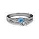 2 - Zaira Blue Topaz and Diamond with Side Diamonds Split Shank Ring 