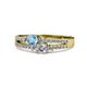 1 - Zaira Blue Topaz and Diamond with Side Diamonds Split Shank Ring 