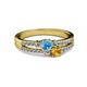 2 - Zaira Blue Topaz and Citrine with Side Diamonds Split Shank Ring 