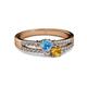 2 - Zaira Blue Topaz and Citrine with Side Diamonds Split Shank Ring 