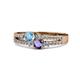 1 - Zaira Blue Topaz and Iolite with Side Diamonds Split Shank Ring 