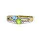 1 - Zaira Blue Topaz and Peridot with Side Diamonds Split Shank Ring 