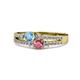 1 - Zaira Blue Topaz and Rhodolite Garnet with Side Diamonds Split Shank Ring 