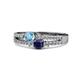 1 - Zaira Blue Topaz and Blue Sapphire with Side Diamonds Split Shank Ring 