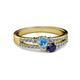 2 - Zaira Blue Topaz and Blue Sapphire with Side Diamonds Split Shank Ring 