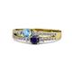 1 - Zaira Blue Topaz and Blue Sapphire with Side Diamonds Split Shank Ring 