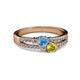 2 - Zaira Blue Topaz and Yellow Sapphire with Side Diamonds Split Shank Ring 