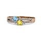 1 - Zaira Blue Topaz and Yellow Sapphire with Side Diamonds Split Shank Ring 