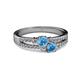 2 - Zaira Blue Topaz with Side Diamonds Split Shank Ring 