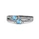 1 - Zaira Blue Topaz with Side Diamonds Split Shank Ring 