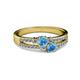 2 - Zaira Blue Topaz with Side Diamonds Split Shank Ring 