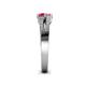 4 - Zaira Rhodolite Garnet and Pink Tourmaline with Side Diamonds Split Shank Ring 
