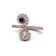 1 - Raene Blue Sapphire and Diamond with Side Diamonds Bypass Ring 