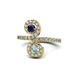 1 - Raene Blue Sapphire and Aquamarine with Side Diamonds Bypass Ring 