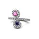 1 - Raene Pink and Blue Sapphire with Side Diamonds Bypass Ring 