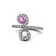 1 - Raene Pink and White Sapphire with Side Diamonds Bypass Ring 