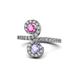 1 - Raene Pink Sapphire and Tanzanite with Side Diamonds Bypass Ring 