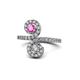 1 - Raene Pink Sapphire and Diamond with Side Diamonds Bypass Ring 