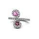 1 - Raene Pink Sapphire and Ruby with Side Diamonds Bypass Ring 
