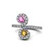 1 - Raene Pink Sapphire and Citrine with Side Diamonds Bypass Ring 