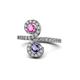 1 - Raene Pink Sapphire and Iolite with Side Diamonds Bypass Ring 