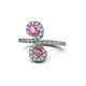 1 - Raene Pink Sapphire and Rhodolite Garnet with Side Diamonds Bypass Ring 