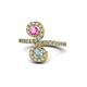 1 - Raene Pink Sapphire and Aquamarine with Side Diamonds Bypass Ring 