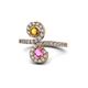 1 - Raene Citrine and Pink Sapphire with Side Diamonds Bypass Ring 