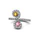 1 - Raene Citrine and Pink Tourmaline with Side Diamonds Bypass Ring 