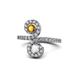 1 - Raene Citrine and White Sapphire with Side Diamonds Bypass Ring 
