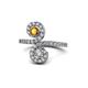 1 - Raene Citrine and Diamond with Side Diamonds Bypass Ring 