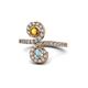 1 - Raene Citrine and Aquamarine with Side Diamonds Bypass Ring 